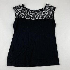 Yuni Los Angeles Blouse Womens Medium Black Lace Sleeveless
